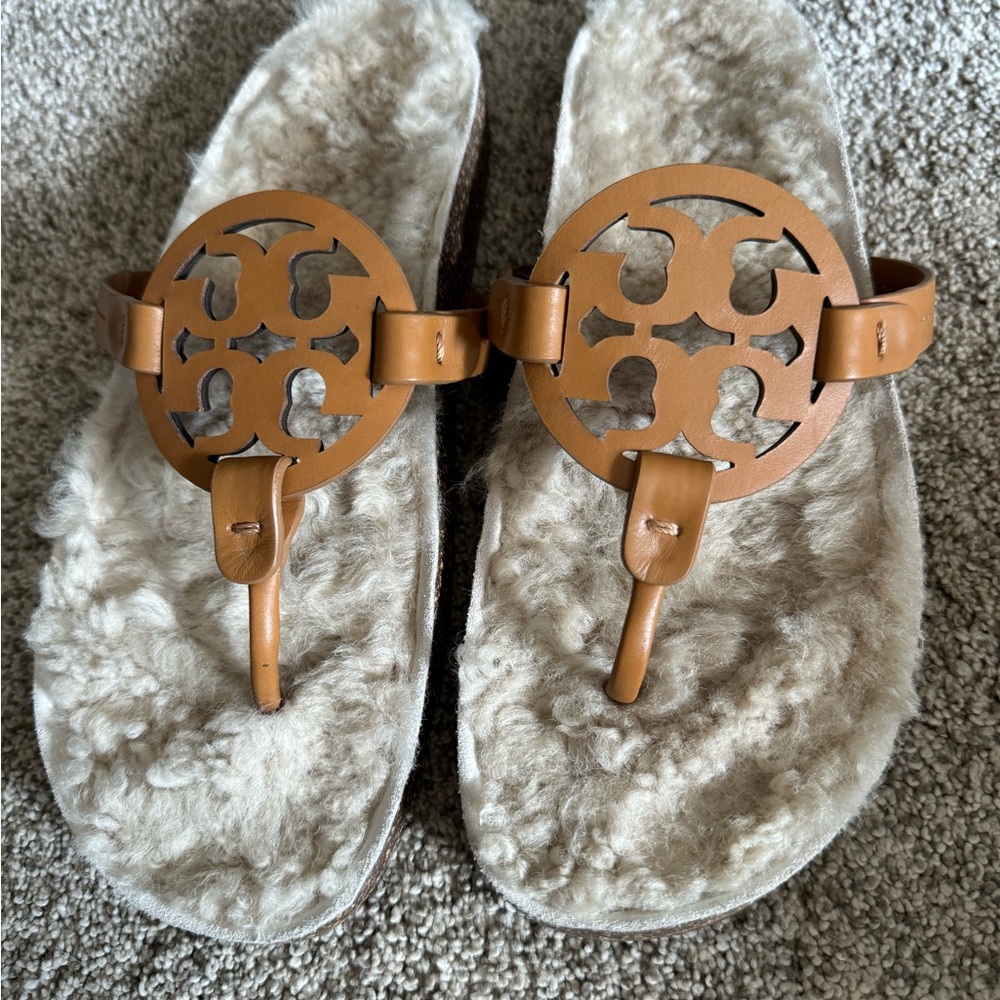 Tory Burch Shearling Miller Sandals